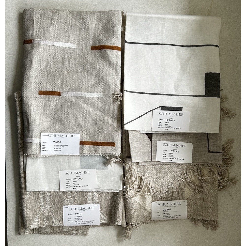 SCHUMACHER Linen Blend Fabric Showroom Sample Lot Pillow Sewing Natural Beige
